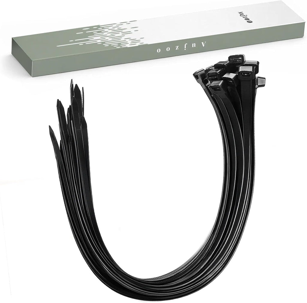 Black Cable Ties 300mm x 3.6mm, 40 Pack PA66 Nylon Zip Ties, UV Resistant Self Locking Tie Wraps with 18kg Tensile Strength, Temperature Resistant -20°C to +80°C for Home, Garden, Office and DIY