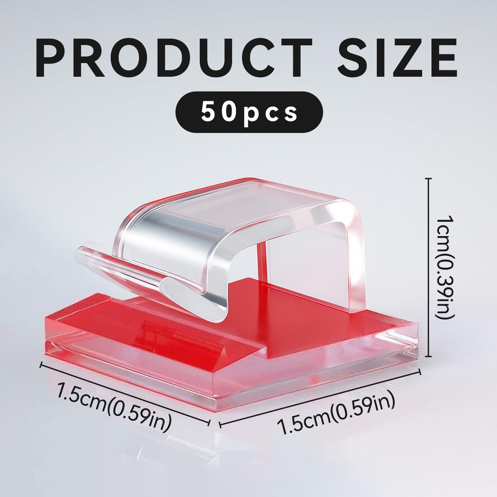 Cable Clips, 50PCS Sticky Cable Tidy Wire Clips, Adhesive Cable Management Holder for Organiser Wall, Desk Office Cables