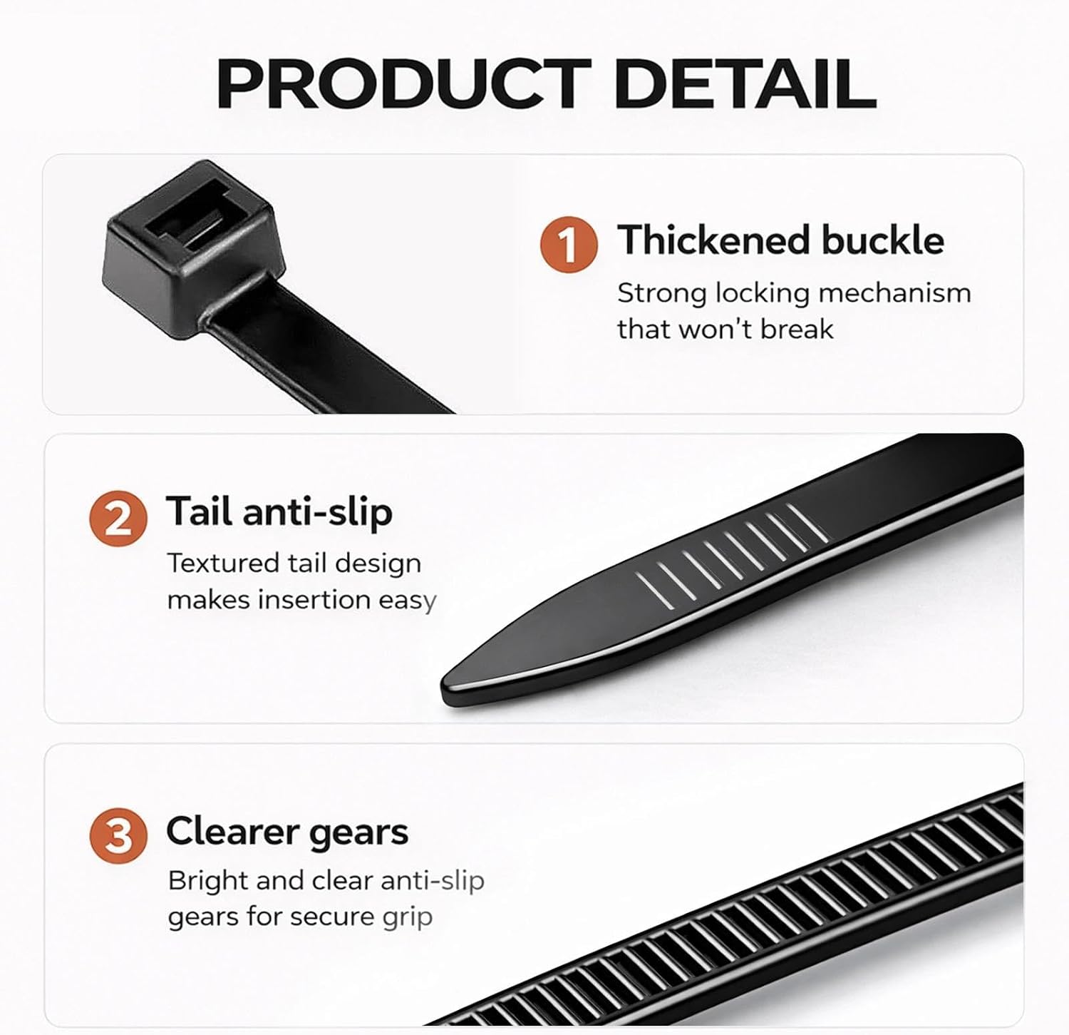 Black Cable Ties 300mm x 3.6mm, 40 Pack PA66 Nylon Zip Ties, UV Resistant Self Locking Tie Wraps with 18kg Tensile Strength, Temperature Resistant -20°C to +80°C for Home, Garden, Office and DIY