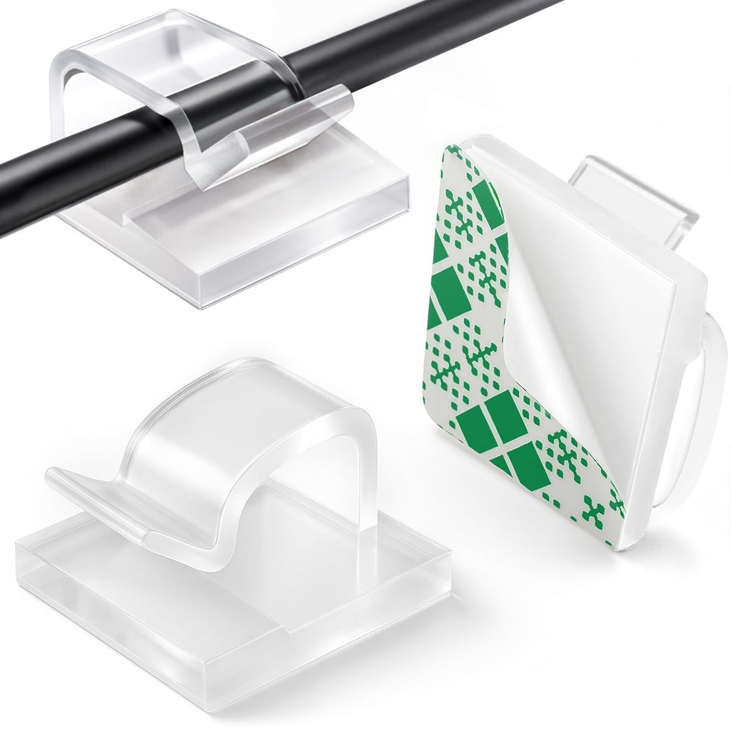 Cable Clips, 50PCS Sticky Cable Tidy Wire Clips, Adhesive Cable Management Holder for Organiser Wall, Desk Office Cables
