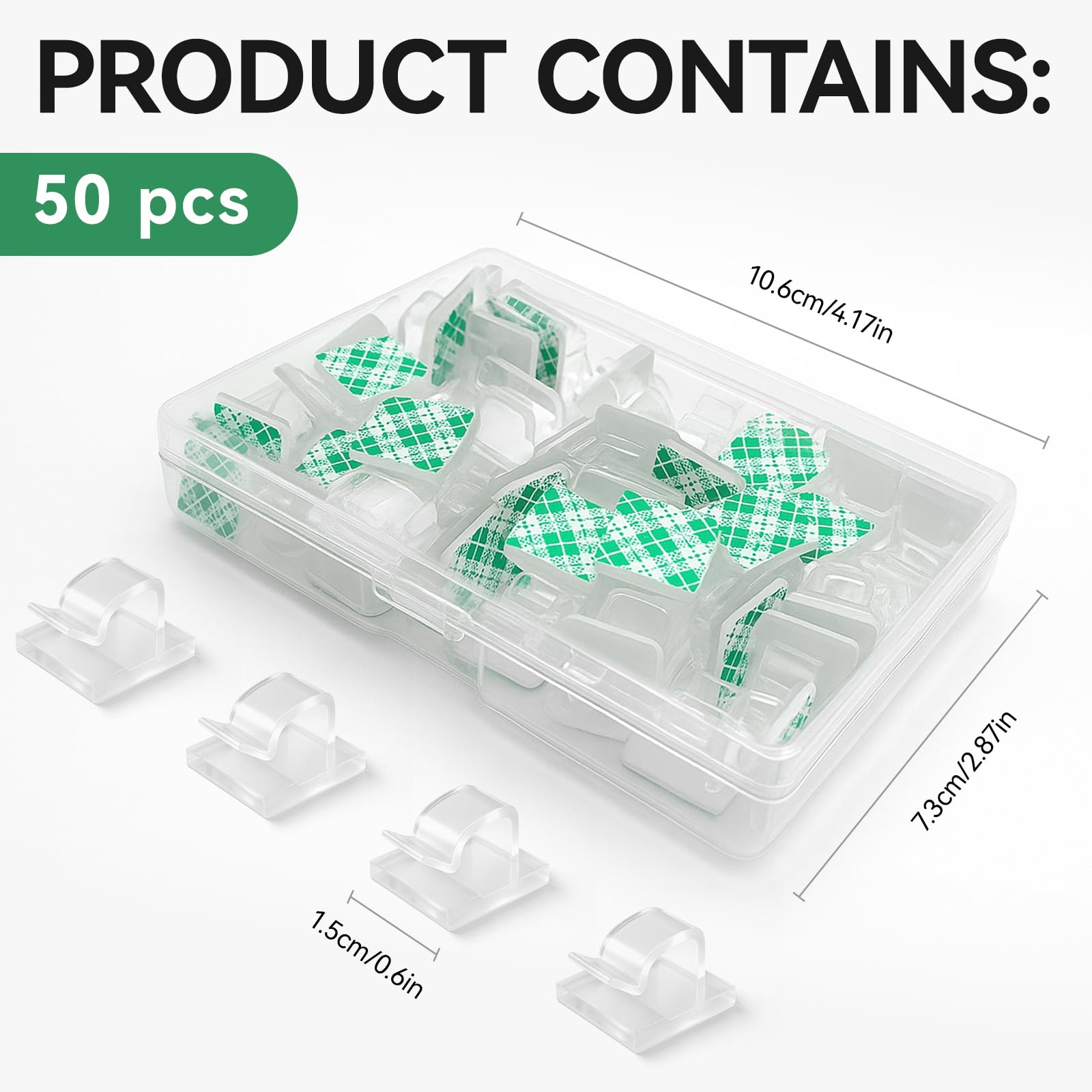 Cable Clips, 50PCS Sticky Cable Tidy Wire Clips, Adhesive Cable Management Holder for Organiser Wall, Desk Office Cables