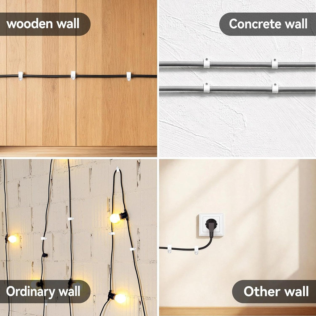 Cable Clips 10MM 60PCS,Wire Clips Strong Nails Durable White Round Electrical Wall Wire Tidy Clips for Ethernet Cable Telephone Line TV USB Cable