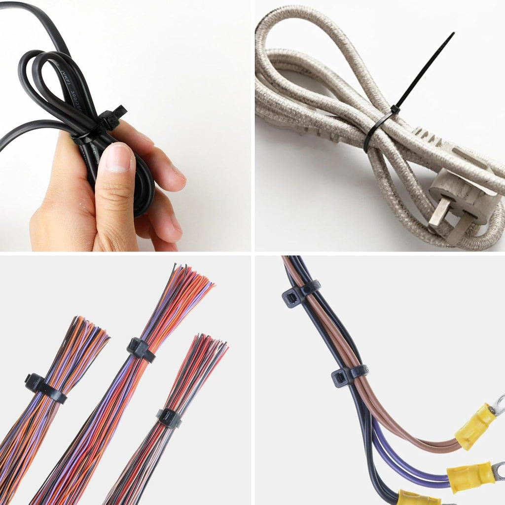 Black Cable Ties 120mm x 2.5mm, 100 Pack PA66 Nylon Zip Ties, UV Resistant Small Self Locking Tie Wraps with 8kg Tensile Strength for Cable Management, Home, Office and DIY