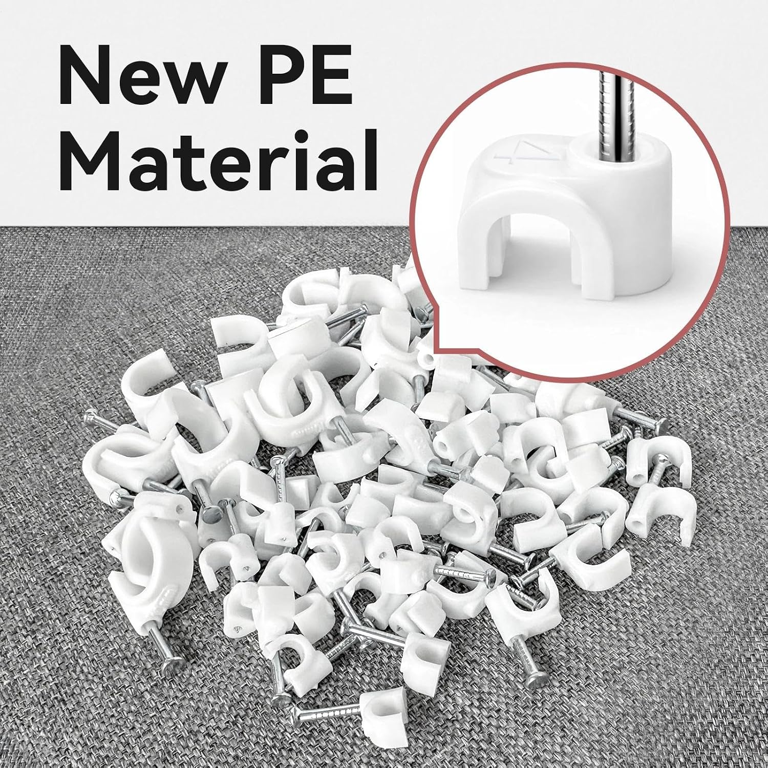 Cable Clips,4 Sizes Wire Clips Strong Nails Durable White Round Electrical Cable Wall Tidy Clips 4mm/6mm/8mm/10mm, 80 PCS for Ethernet Cable Telephone Line TV USB Cable
